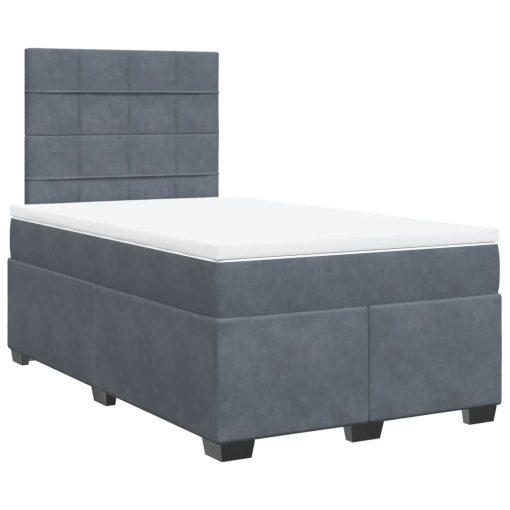Giroletto A Molle Con Materasso Grigio Scuro 120x190 Cm Velluto - Image 3
