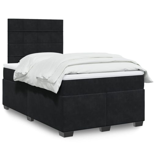 Giroletto A Molle Con Materasso Nero 120x200 Cm In Velluto
