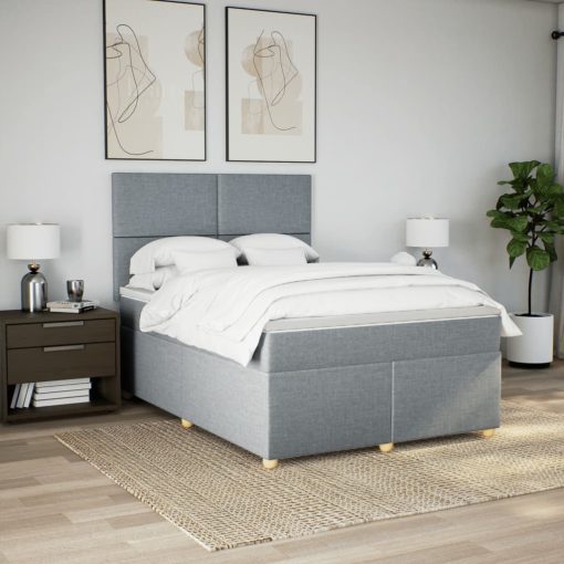 Giroletto A Molle Con Materasso Grigio Chiaro 160x200cm Tessuto - Image 4