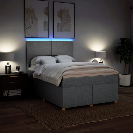 Giroletto A Molle Con Materasso Grigio Chiaro 160x200cm Tessuto - Image 5