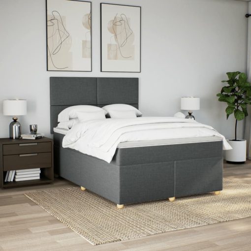 Giroletto A Molle Con Materasso Grigio Scuro 160x200 Cm Tessuto - Image 4