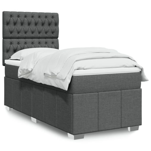 Giroletto A Molle Con Materasso Grigio Scuro 90x190 Cm Tessuto