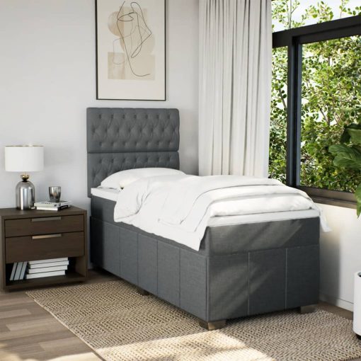Giroletto A Molle Con Materasso Grigio Scuro 90x190 Cm Tessuto - Image 5