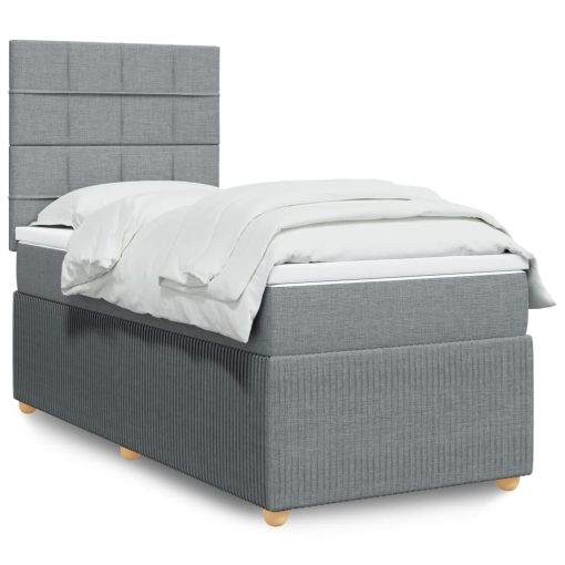 Giroletto A Molle Con Materasso Grigio Chiaro 90x190 Cm Tessuto