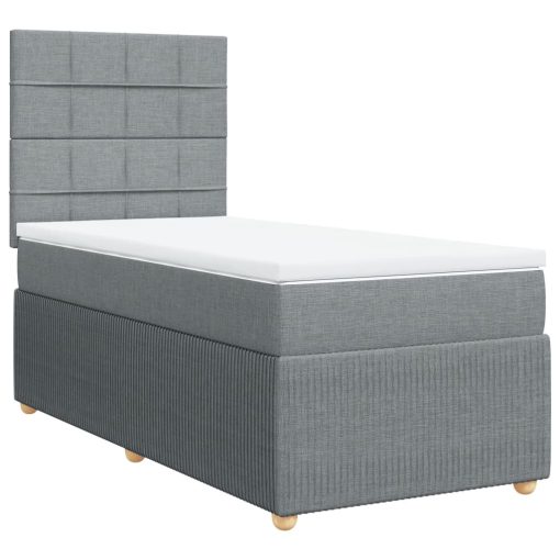 Giroletto A Molle Con Materasso Grigio Chiaro 90x190 Cm Tessuto - Image 3