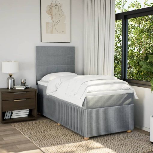 Giroletto A Molle Con Materasso Grigio Chiaro 90x190 Cm Tessuto - Image 5