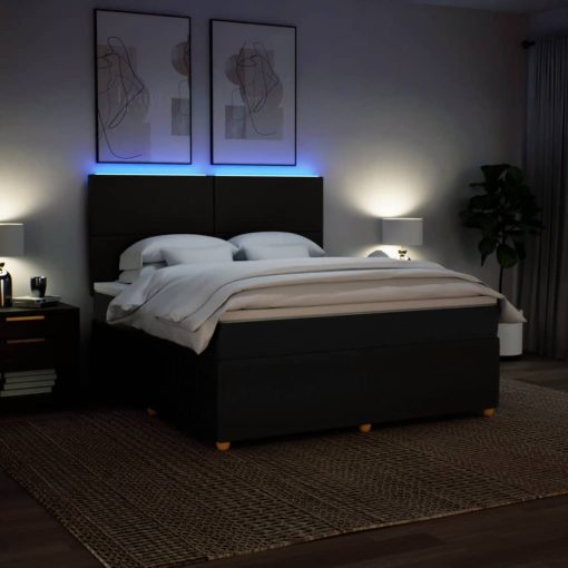 Giroletto A Molle Con Materasso Nero 180x200 Cm In Tessuto - Image 4