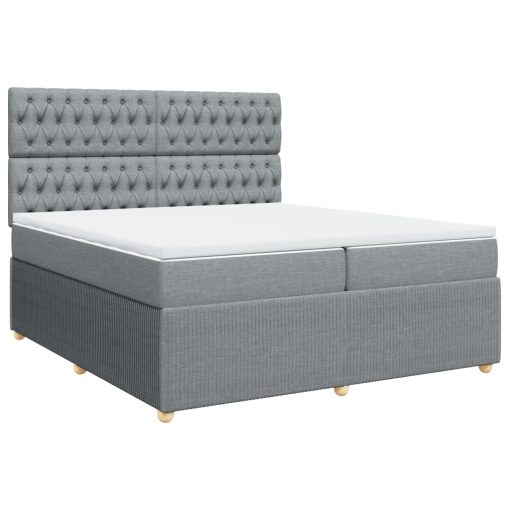 Giroletto A Molle Con Materasso Grigio Chiaro 200x200cm Tessuto - Image 3