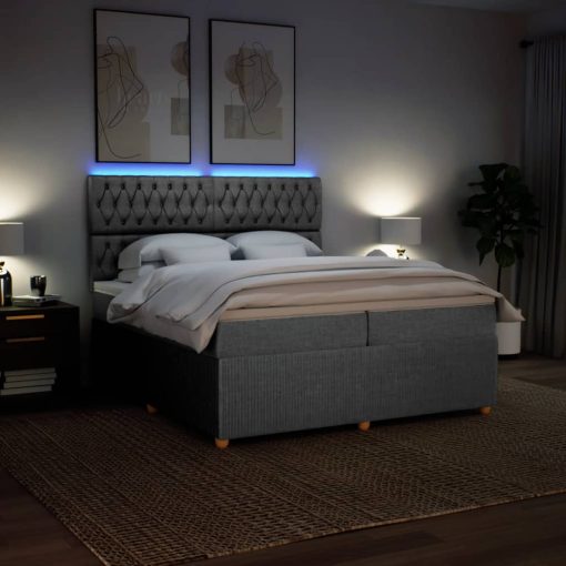 Giroletto A Molle Con Materasso Grigio Chiaro 200x200cm Tessuto - Image 4