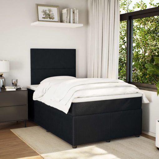 Giroletto A Molle Con Materasso Nero 120x190 Cm In Velluto - Image 4