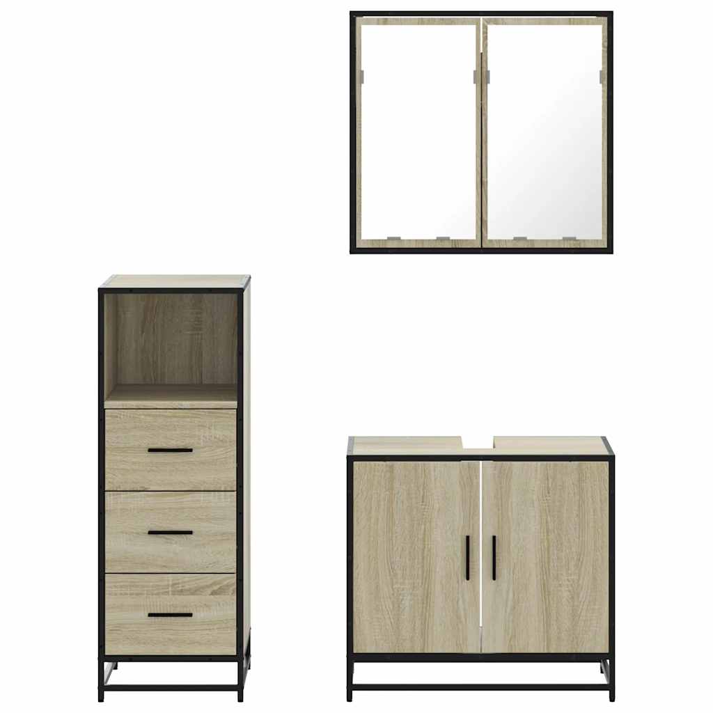 Set Mobili Da Bagno 3 Pz Rovere Sonoma In Legno Multistrato - Image 5