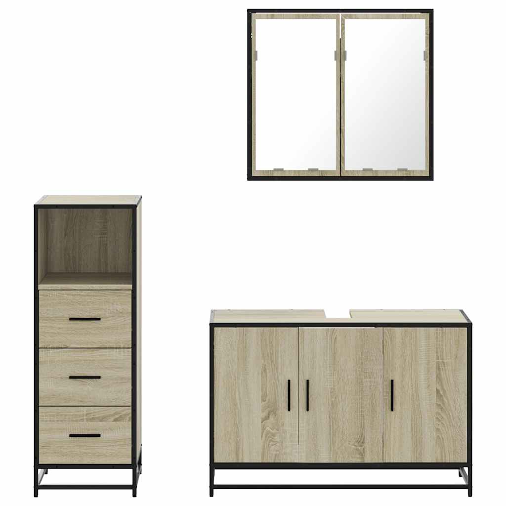 Set Mobili Da Bagno 3 Pz Rovere Sonoma In Legno Multistrato - Image 5