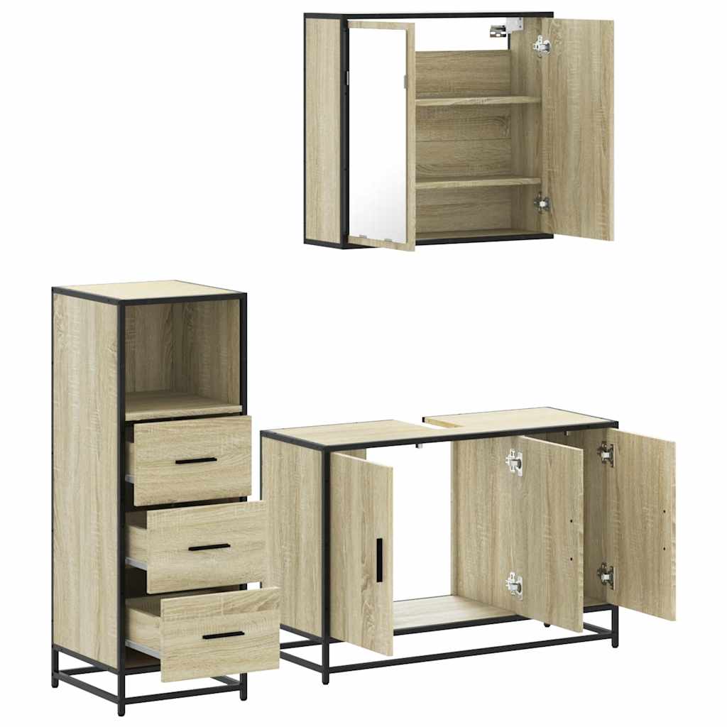 Set Mobili Da Bagno 3 Pz Rovere Sonoma In Legno Multistrato - Image 6