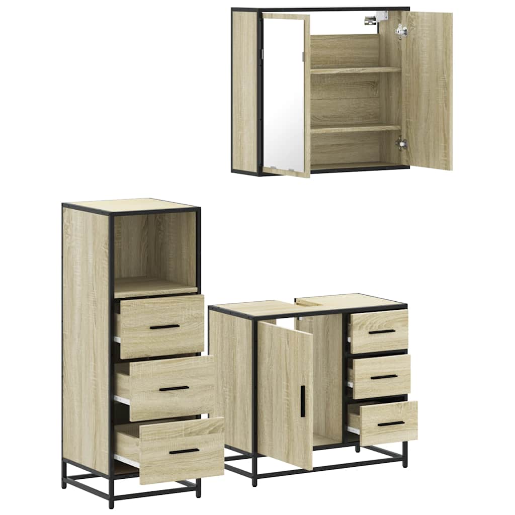 Set Mobili Da Bagno 3 Pz Rovere Sonoma In Legno Multistrato - Image 6