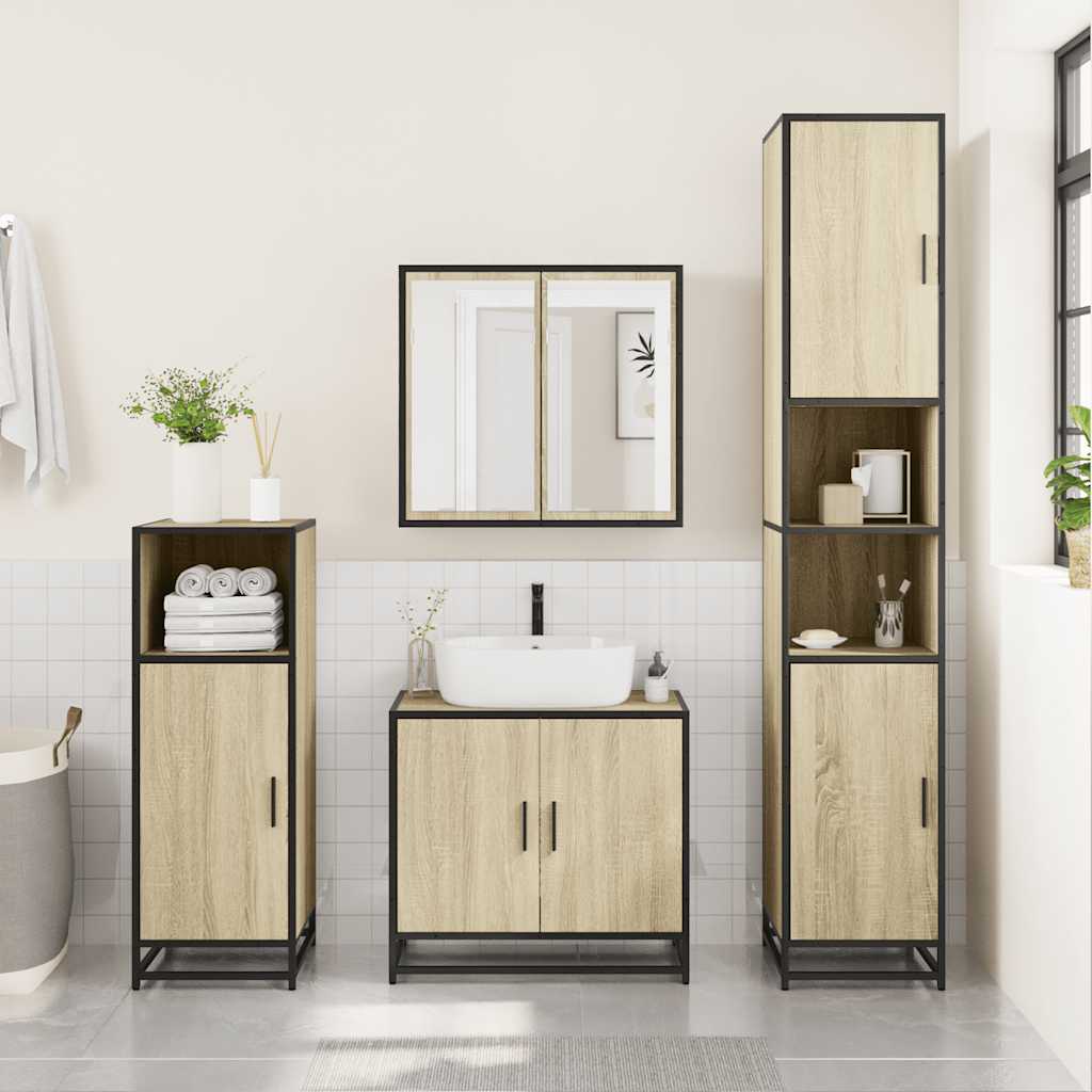 Set Mobili Da Bagno 3 Pz Rovere Sonoma In Legno Multistrato - Image 3