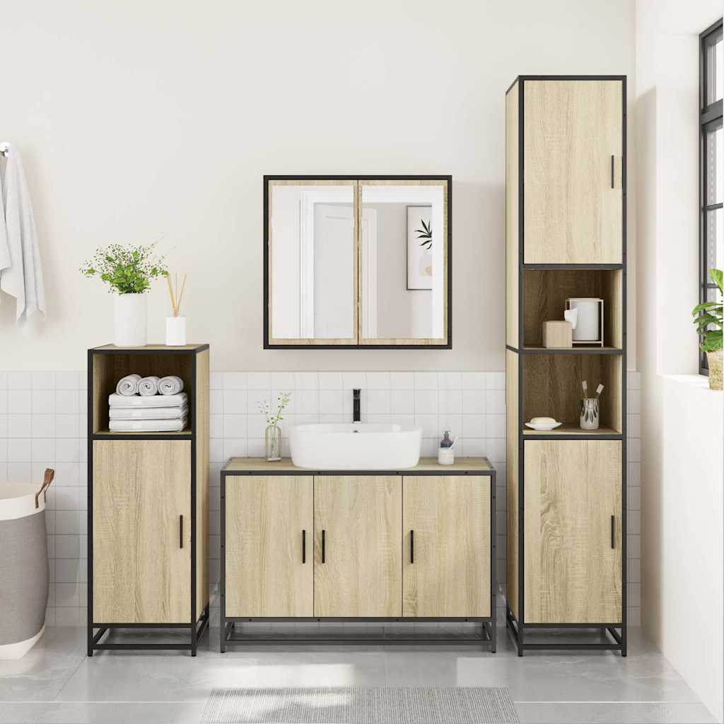 Set Mobili Da Bagno 3 Pz Rovere Sonoma In Legno Multistrato - Image 3