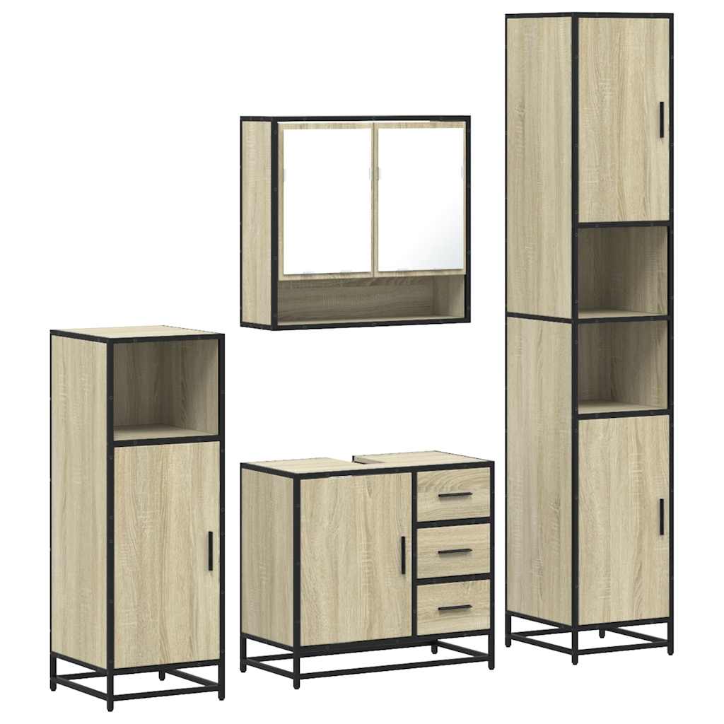 Set Mobili Da Bagno 4 Pz Rovere Sonoma In Legno Multistrato - Image 2
