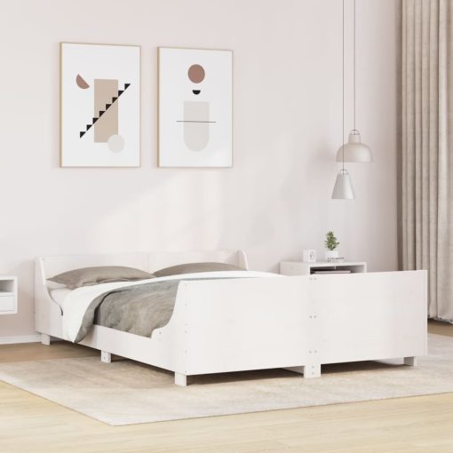 Letto Senza Materasso Bianco 140x190 Cm Legno Massello Di Pino