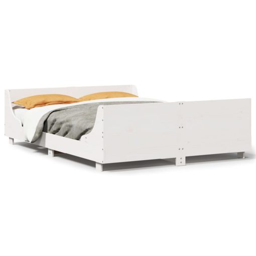 Letto Senza Materasso Bianco 140x190 Cm Legno Massello Di Pino - Image 2