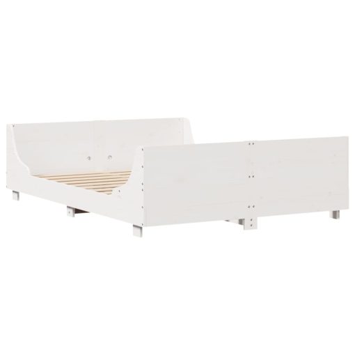 Letto Senza Materasso Bianco 140x190 Cm Legno Massello Di Pino - Image 3
