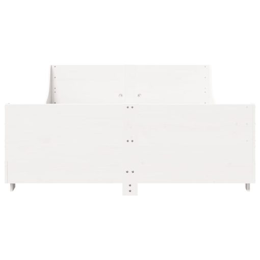 Letto Senza Materasso Bianco 140x190 Cm Legno Massello Di Pino - Image 4