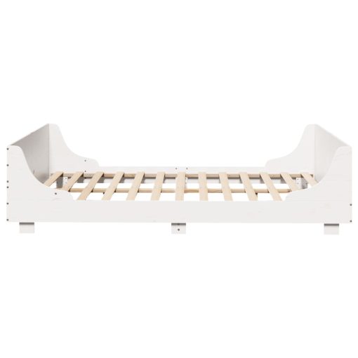 Letto Senza Materasso Bianco 140x190 Cm Legno Massello Di Pino - Image 5