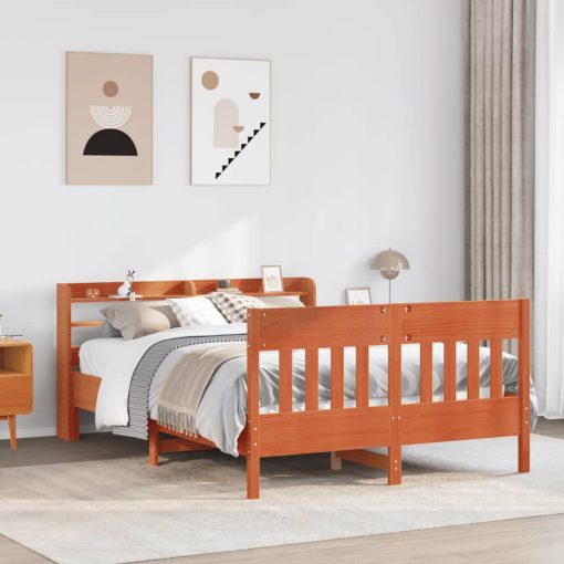 Letto Senza Materasso Marrone Cera 160x200 Cm In Legno Di Pino