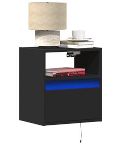 Comodino A Parete Con Luci Led Nero