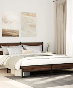 Giroletto Senza Materaso In Metallo Rovere Marrone 180x200 cm