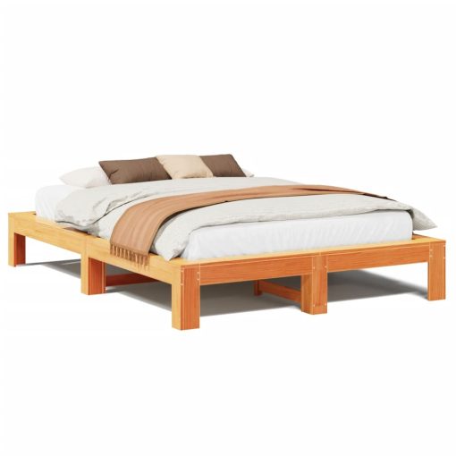 Letto Senza Materasso Marrone Cera 140x190 Cm In Legno Di Pino - Image 2
