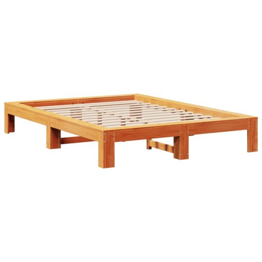 Letto Senza Materasso Marrone Cera 140x190 Cm In Legno Di Pino - Image 3