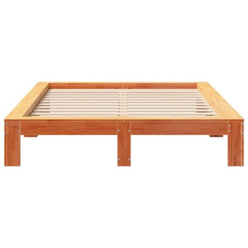 Letto Senza Materasso Marrone Cera 140x190 Cm In Legno Di Pino - Image 4