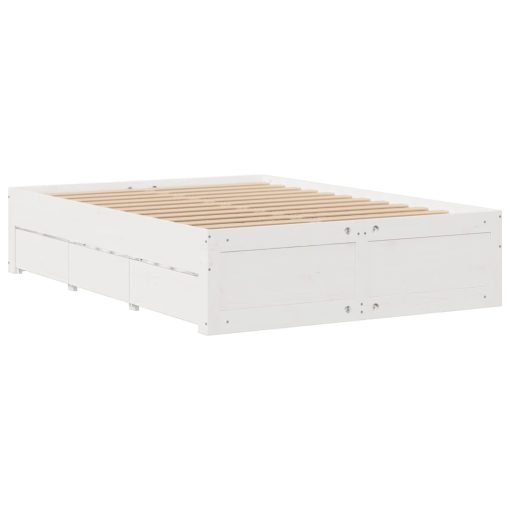 Giroletto Senza Materasso Con Cassetti Bianco 140x200 Cm Pino - Image 3