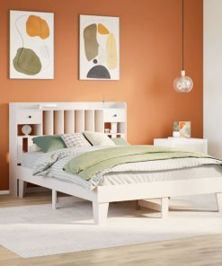 Letto Senza Materasso Bianco 140x190 Cm Legno Massello Di Pino
