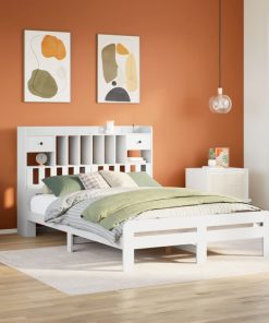 Letto Libreria Senza Materasso Bianco 140x190 Cm Legno Di Pino