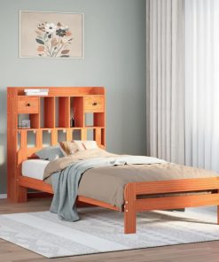 Letto Libreria Senza Materasso Marrone Cera 90x190 Cm In Pino