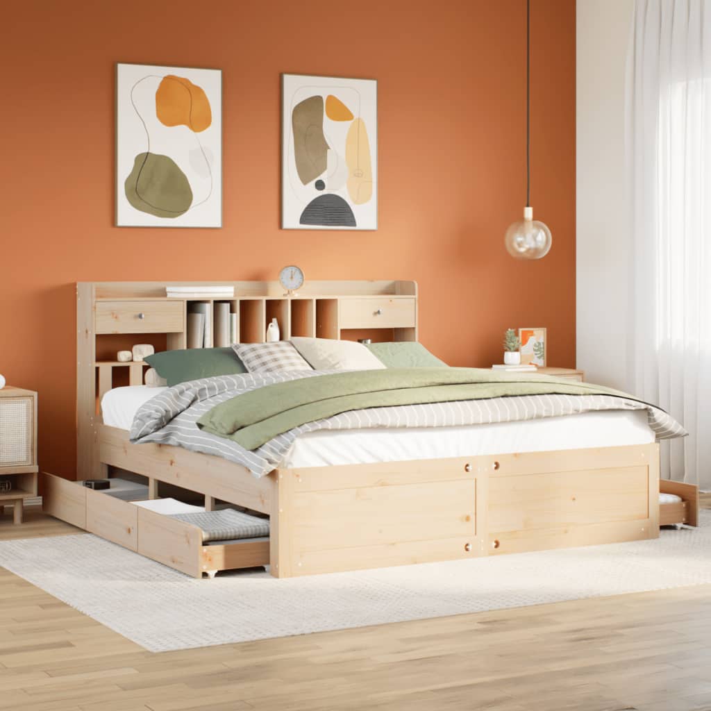 Letto Libreria Senza Materasso 180x200 Cm In Legno Di Pino