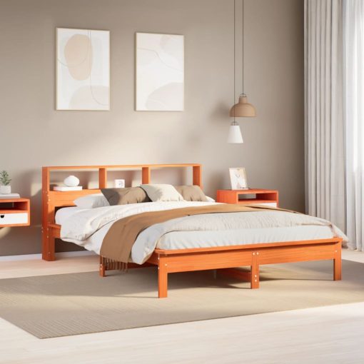 Letto Senza Materasso Marrone Cera 140x190 Cm In Legno Di Pino