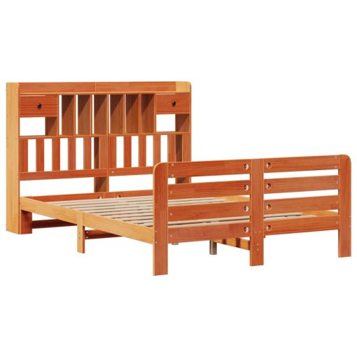 Letto Libreria Senza Materasso Marrone Cera 160x200 Cm In Pino - Image 3