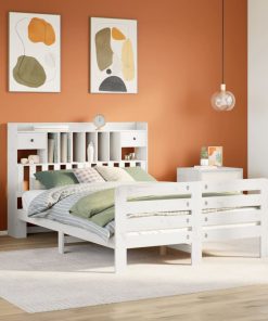 Letto Libreria Senza Materasso Bianco 140x190 Cm Legno Di Pino