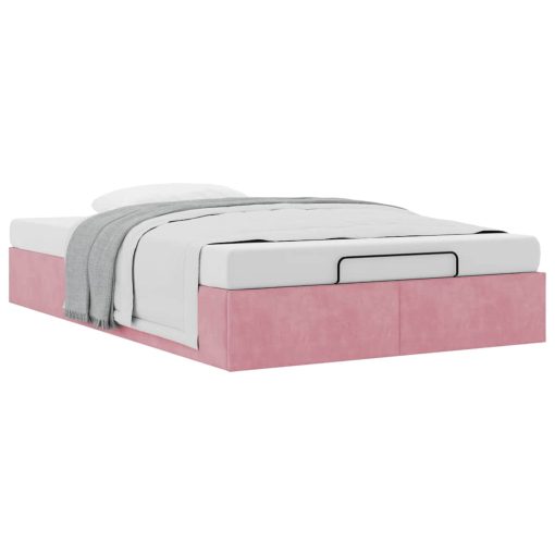 Struttura Letto Pouf Senza Materasso Rosa 120x200 Cm Velluto - Image 2