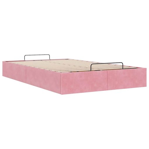 Struttura Letto Pouf Senza Materasso Rosa 120x200 Cm Velluto - Image 4