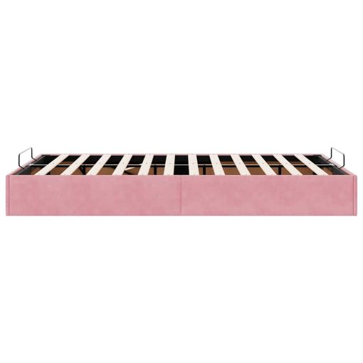 Struttura Letto Pouf Senza Materasso Rosa 120x200 Cm Velluto - Image 6