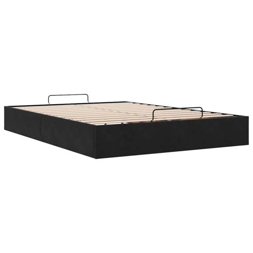 Struttura Letto Pouf Senza Materasso Nero 140x190 Cm In Velluto - Image 4