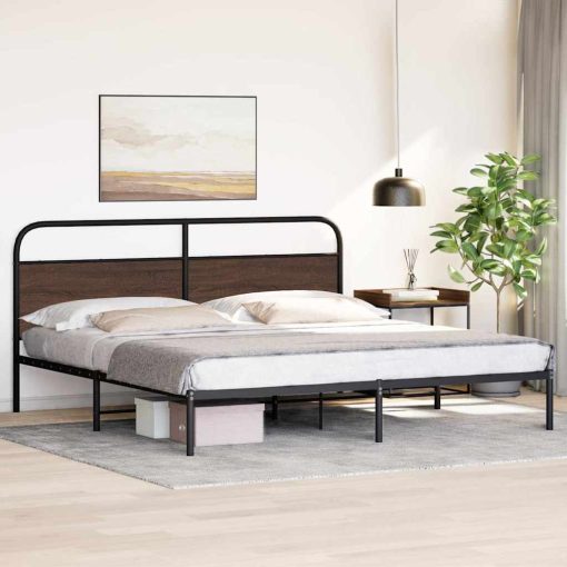 Giroletto Senza Materaso In Metallo Rovere Marrone 180x200 cm - Image 4