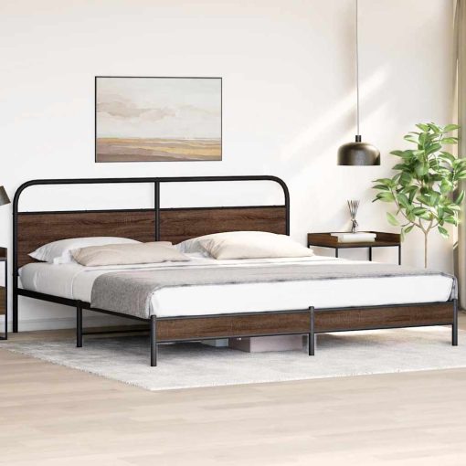 Giroletto Senza Materaso In Metallo Rovere Marrone 180x200 cm - Image 4