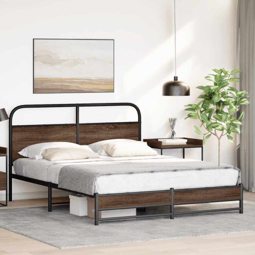 Giroletto Senza Materaso In Metallo Rovere Marrone 160x200 cm - Image 4