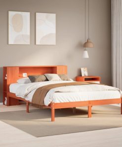 Letto Libreria Senza Materasso Marrone Cera 150x200 Cm In Pino