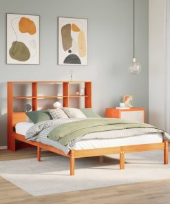 Letto Libreria Senza Materasso Marrone Cera 150x200 Cm In Pino