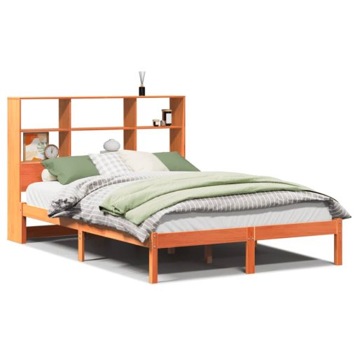 Letto Libreria Senza Materasso Marrone Cera 160x200 Cm In Pino - Image 2